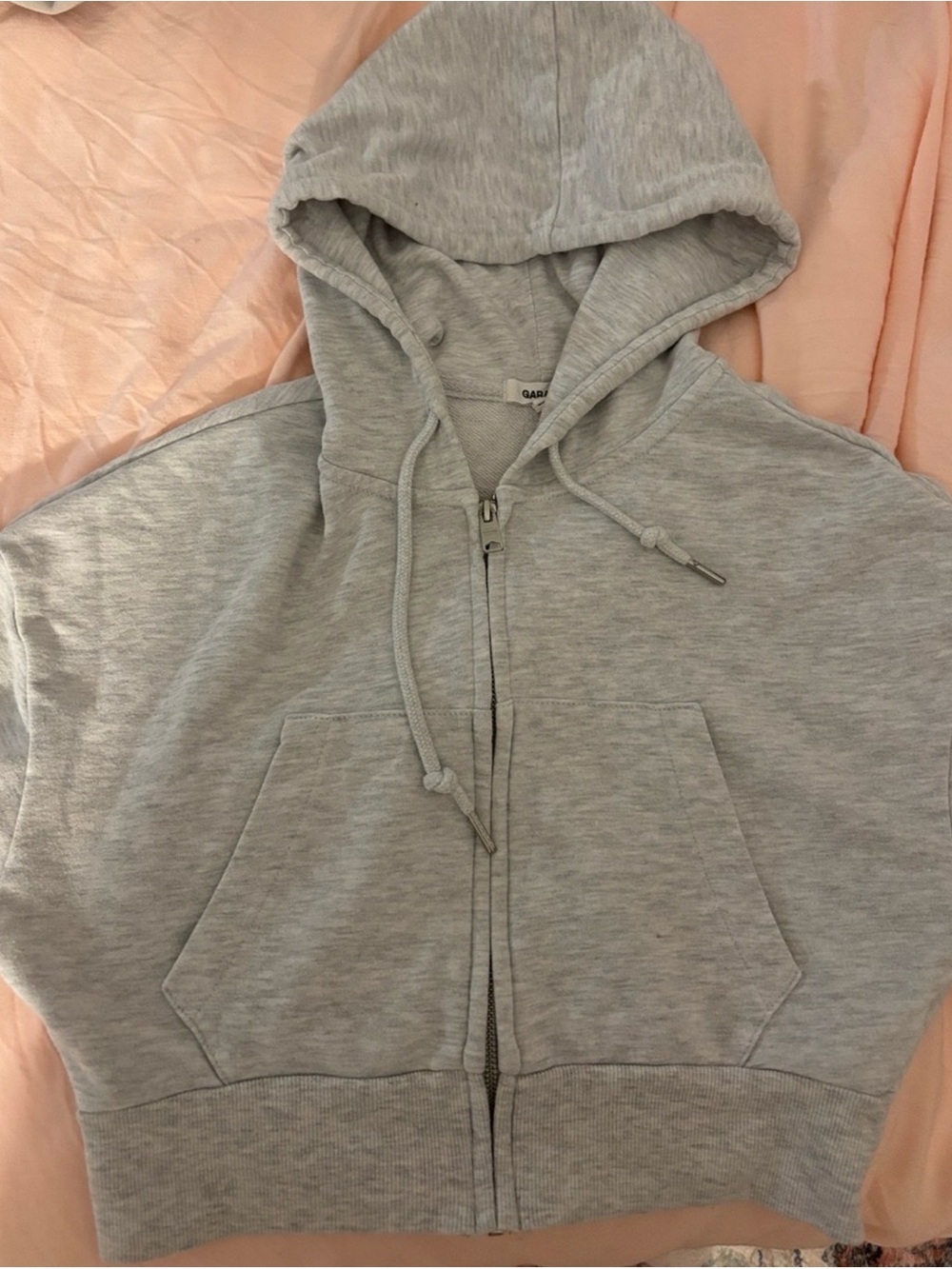 (4/30$) Garage Light Gray Zip-Up Cropped Hoodie